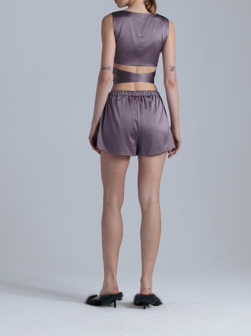 Alas Persephone Silk Shorts In Purple