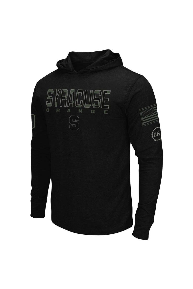 Men's Colosseum Black Syracuse Orange OHT Military Appreciation Hoodie Long Sleeve T-Shirt, Alternate, color, Black