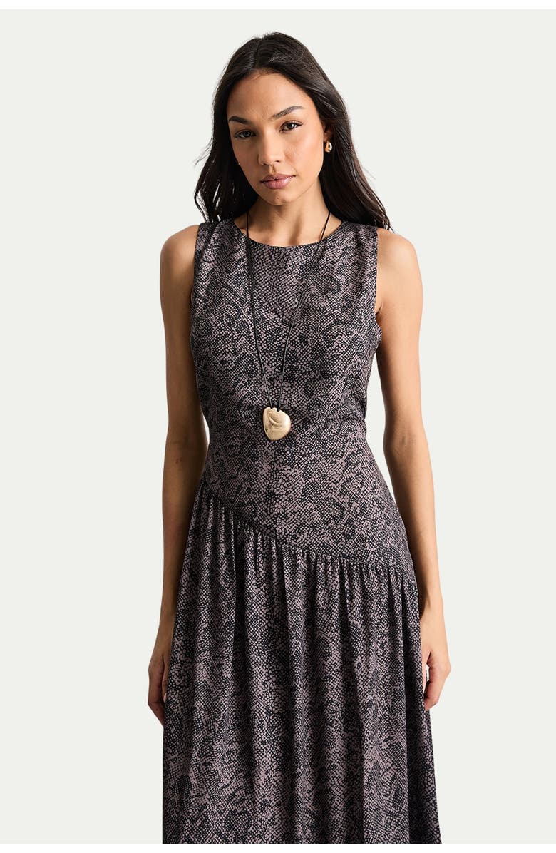 Warehouse Printed Chiffon Tiered Maxi Dress, Alternate, color, Brown