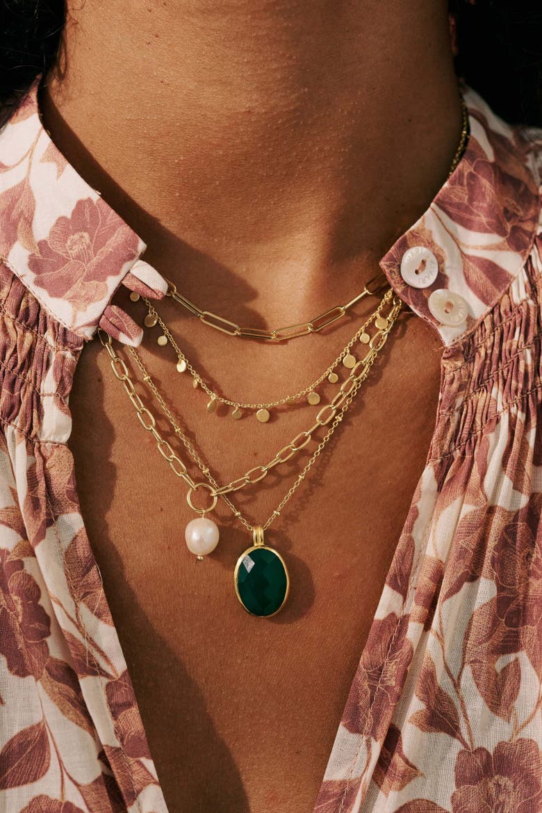 Green Onyx Pendant Necklace, Alternate, color, Yellow Gold