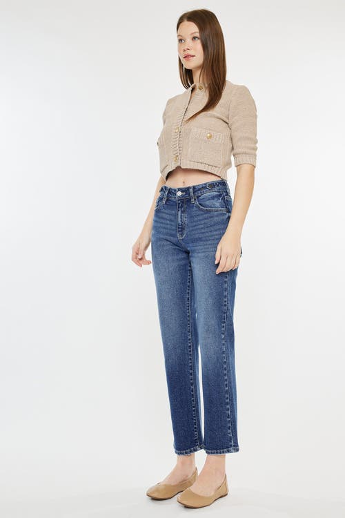 Kancan Ashley High Rise True Straight Jeans In Medium Wash