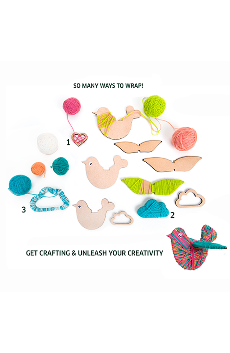 Chalk & Chuckles Yarn birds Craft Kit, Alternate, color, NO COLOR