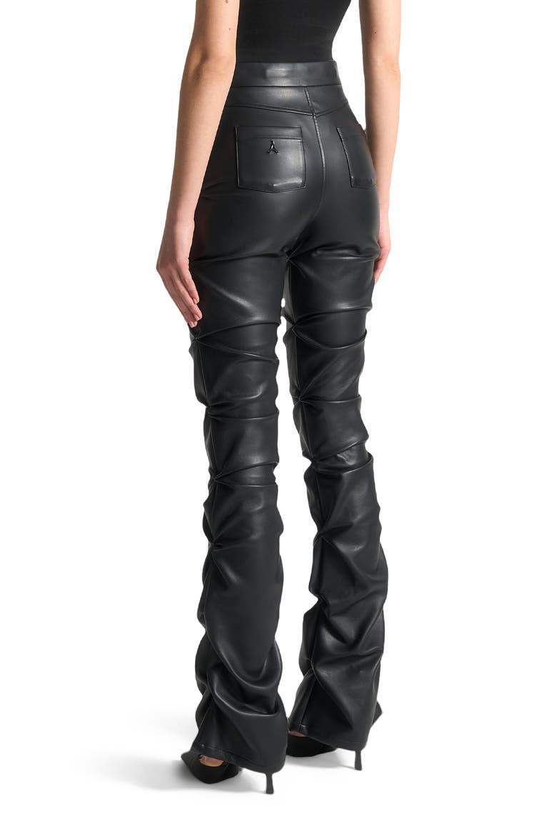 Caroline Tacked Leather Flared Trousers, Alternate, color, Black