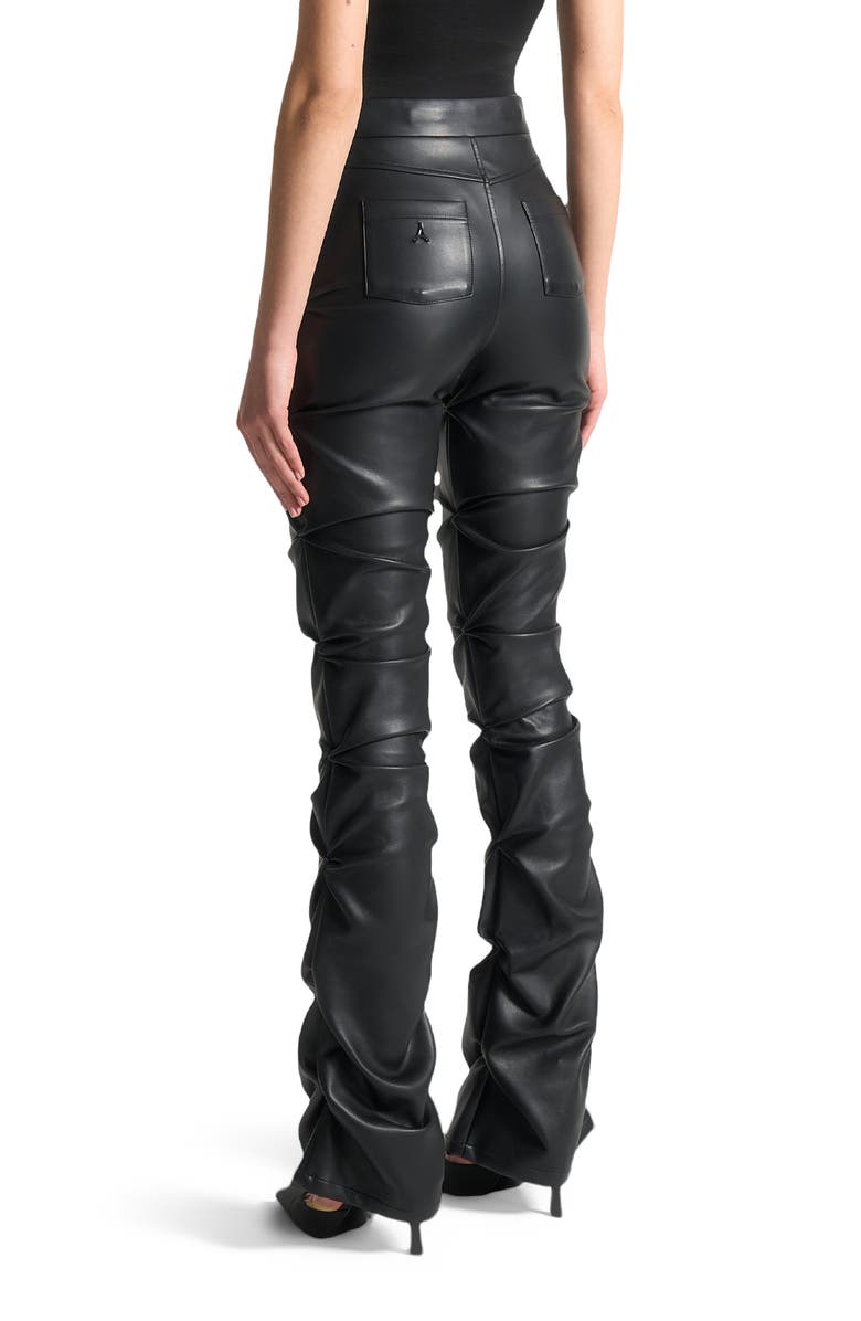 Manière De Voir Caroline Tacked Leather Flared Trousers, Alternate, color, Black