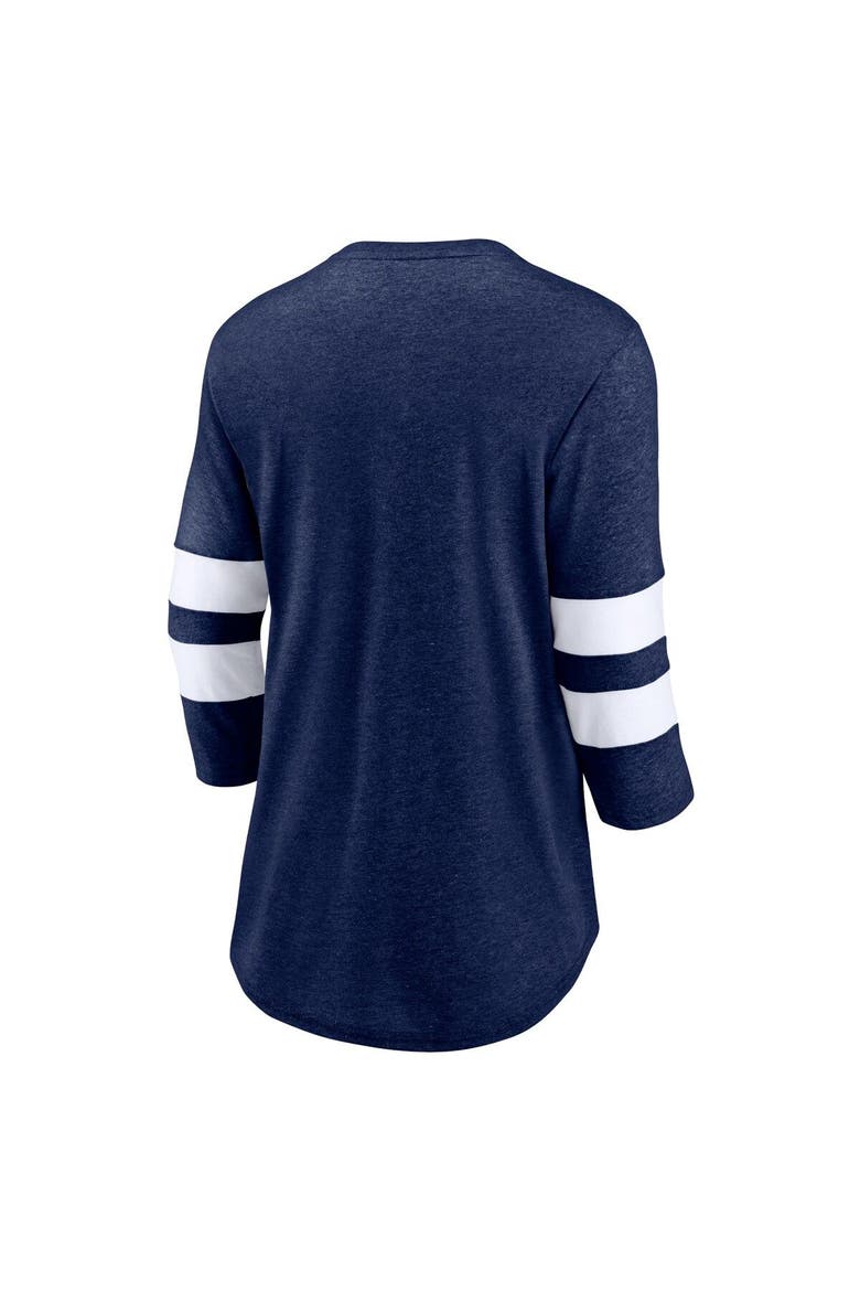 Women's Fanatics Branded Heathered College Navy Seattle Seahawks Primary Logo 3/4 Sleeve Scoop Neck T-Shirt, Alternate, color, Heather Navy