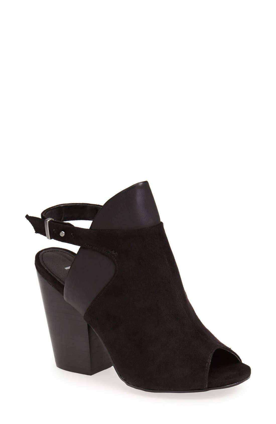 'Esperanza' Open-Toe Bootie, Main, color, BLACK