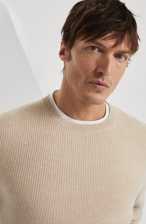Brunello Cucinelli English Rib Knit Sweater In Sand