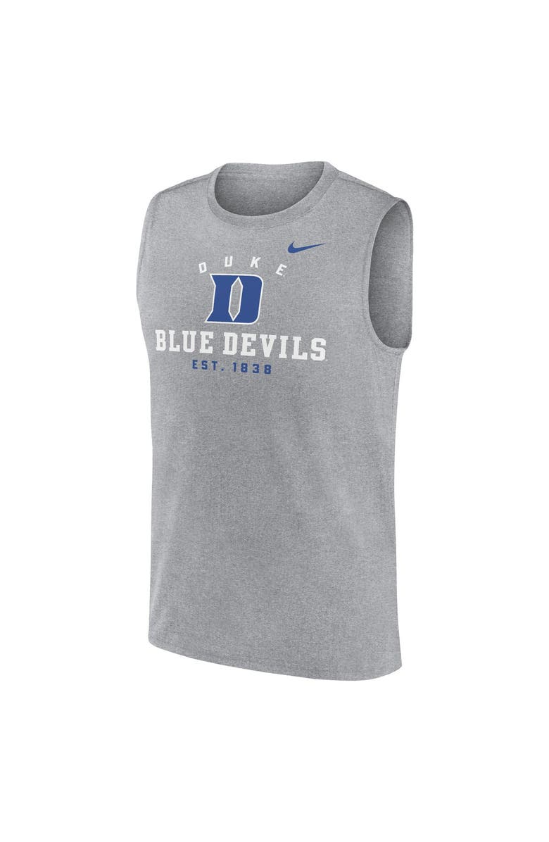 Nike Men's Nike Heather Gray Duke Blue Devils Primetime Legend Lock Up Performance Muscle Tank Top, Alternate, color, Heather Gray