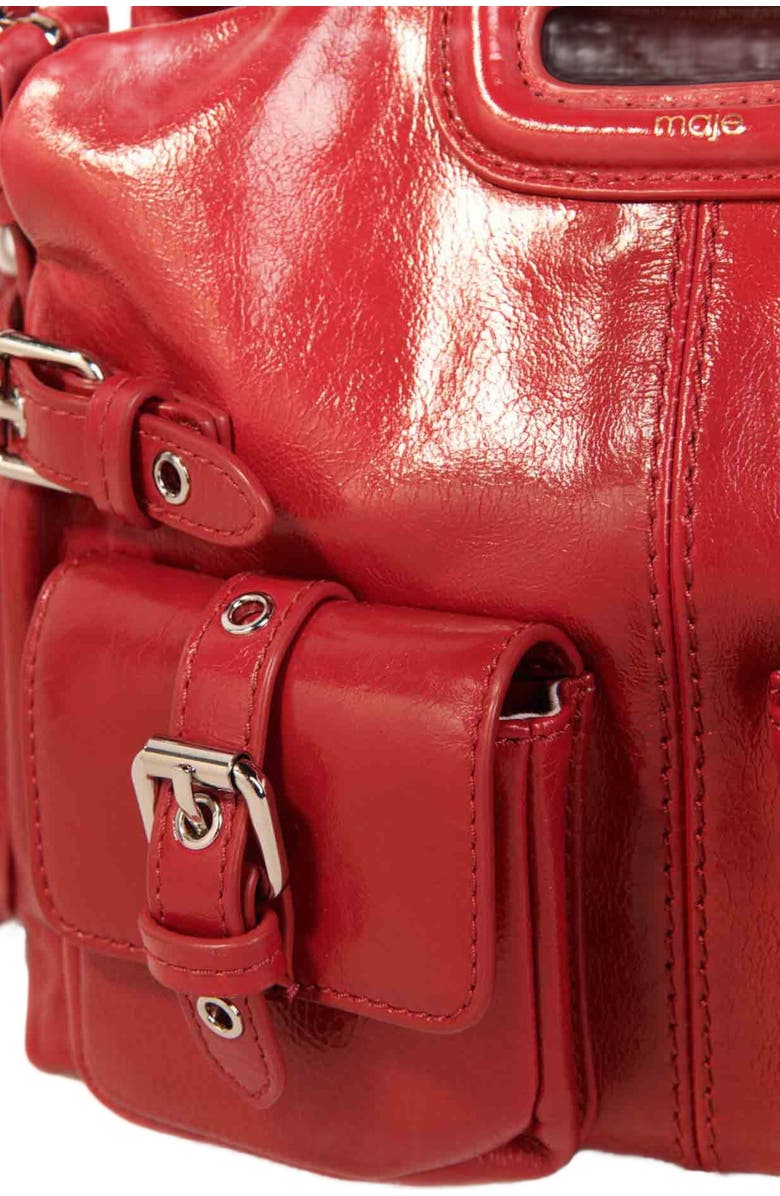 maje Miss M Mini cargo leather bag, Alternate, color,