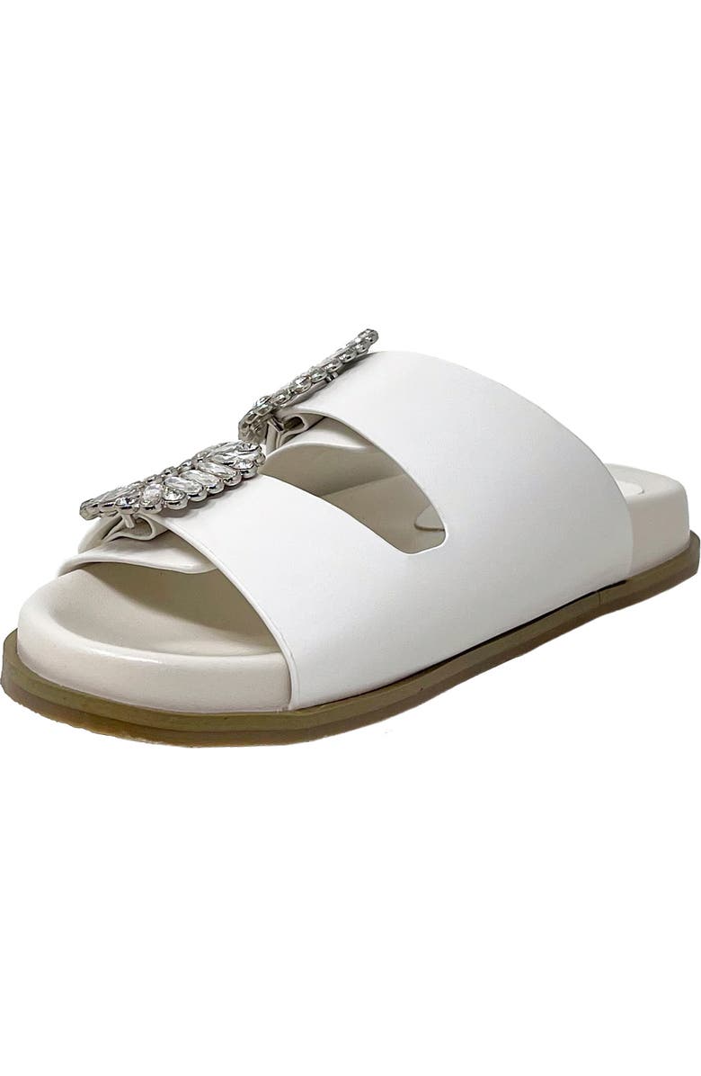 SHUSHOP Kids' Bridget Rhinestone Buckle Slide Sandal, Alternate, color,