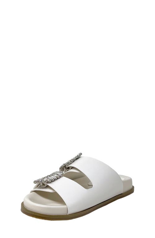 SHUSHOP SHUSHOP KIDS' BRIDGET RHINESTONE BUCKLE SLIDE SANDAL