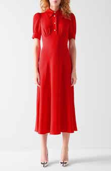 Emma Faux Pearl Button Midi Dress
