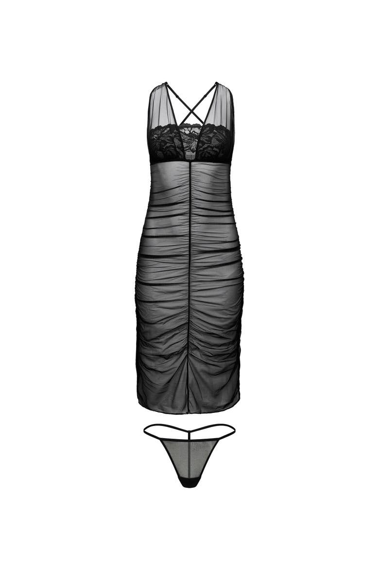 Eave Slip & G-String Set Lingerie, Alternate, color, Black