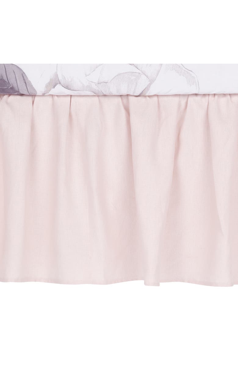 Lambs & Ivy Floral Garden Linen Shirred Crib Skirt/Dust Ruffle, Main, color, Pink