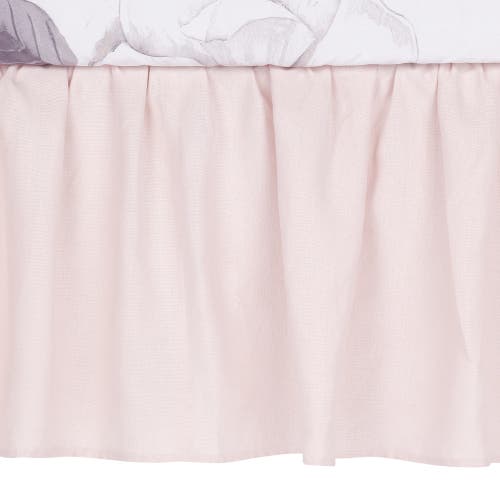 Lambs & Ivy Floral Garden Linen Shirred Crib Skirt/dust Ruffle In Pink