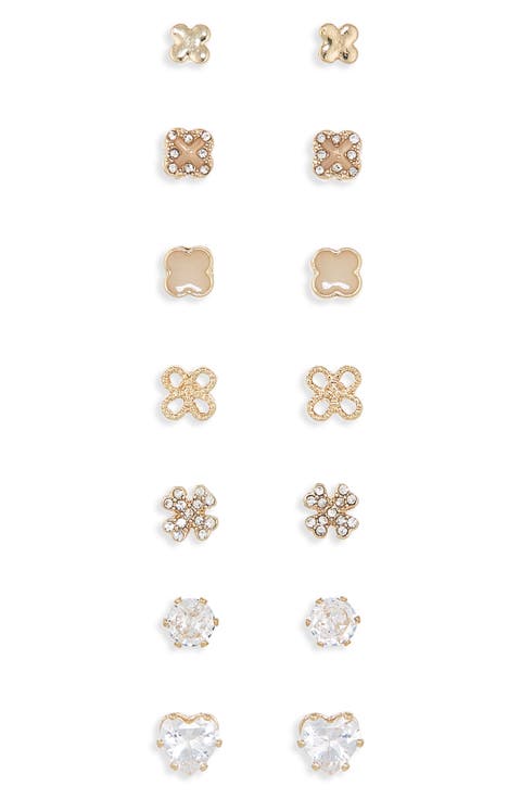 7-Pack Cubic Zirconia Stud Earrings