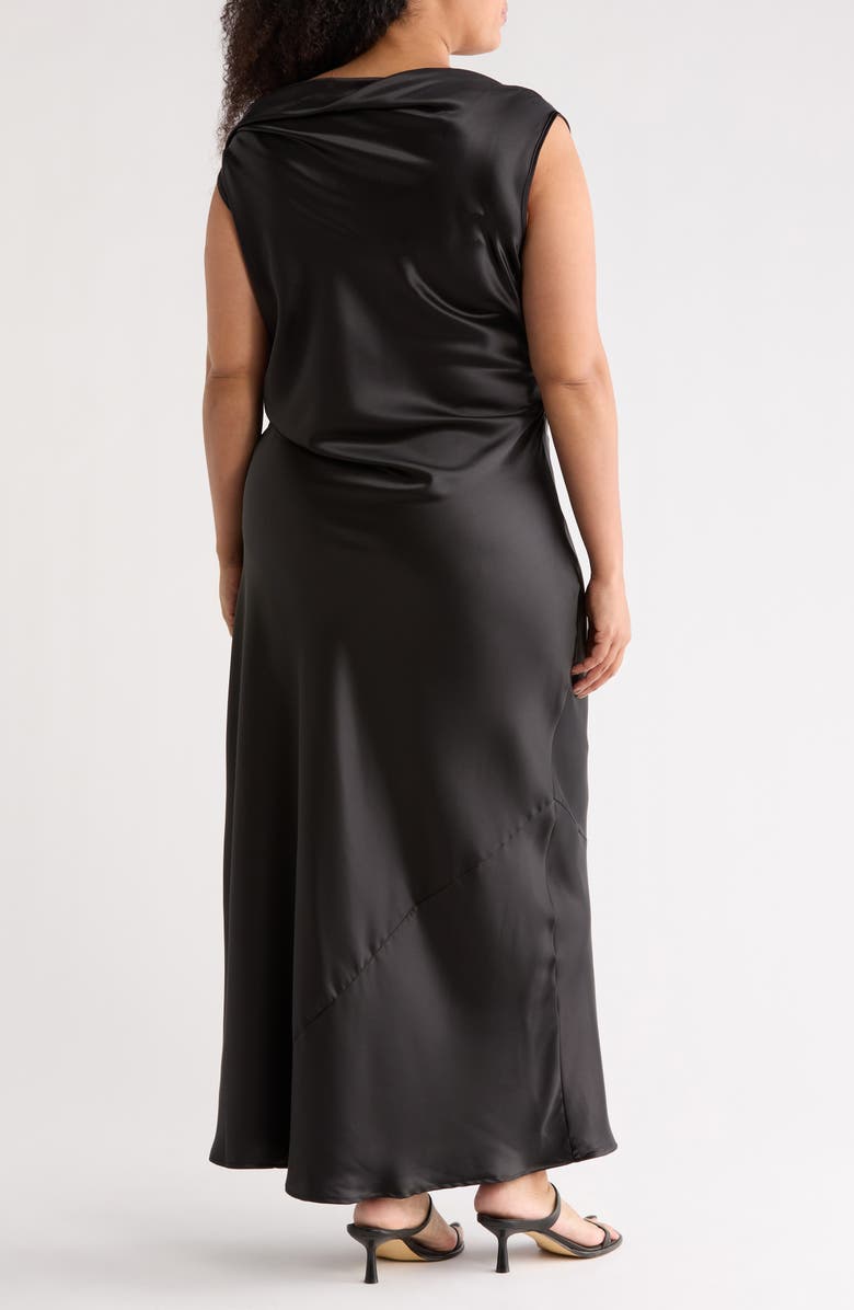 Renee C One-Shoulder Satin Maxi Dress, Alternate, color, Black