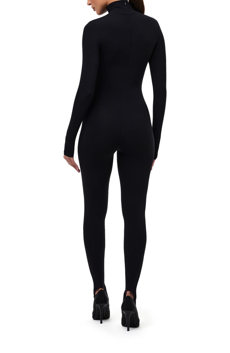 Naked Wardrobe Long Sleeve Stirrup Jumpsuit, Alternate, color, Black