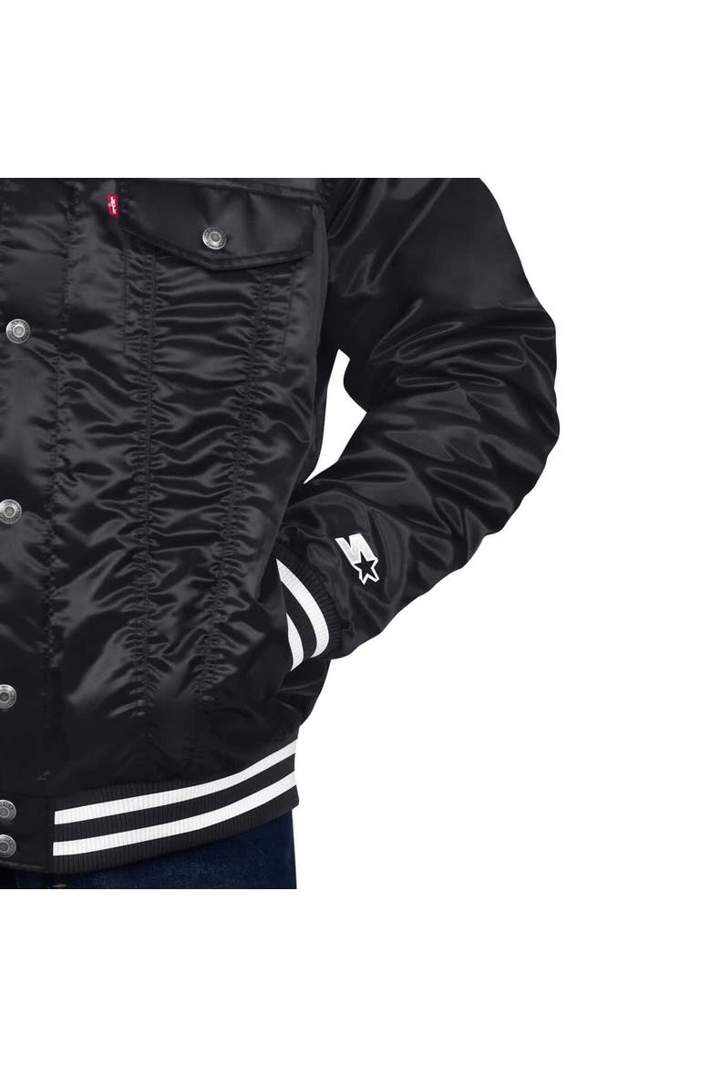 Men's Starter x Levi's Black Boston Celtics Silver Label Trucker Satin Full-Snap Jacket, Alternate, color, Black