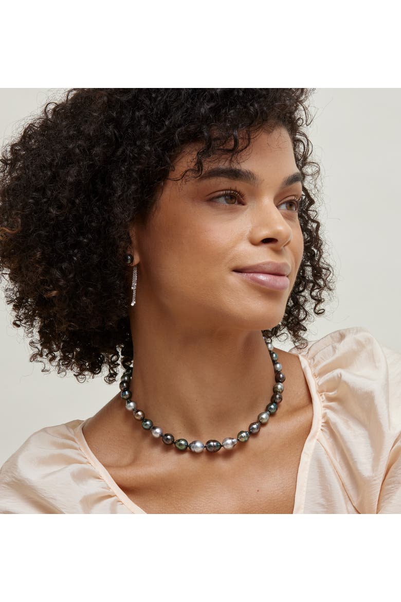 8-10mm Tahitian South Sea Multicolor Baroque Pearl Necklace, Alternate, color, Sterling Silver Clasp