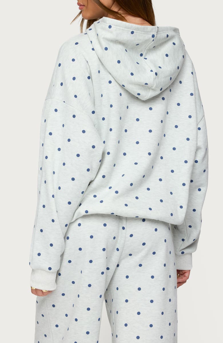 EDIKTED NY Babe Polka Dot Hoodie, Alternate, color, Gray-Melange