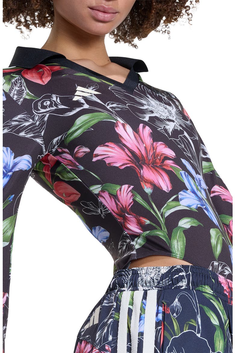 x FARM Rio Floral Long Sleeve Bodysuit, Alternate, color, BLACK/ CREAM WHITE/ MULTICOLOR