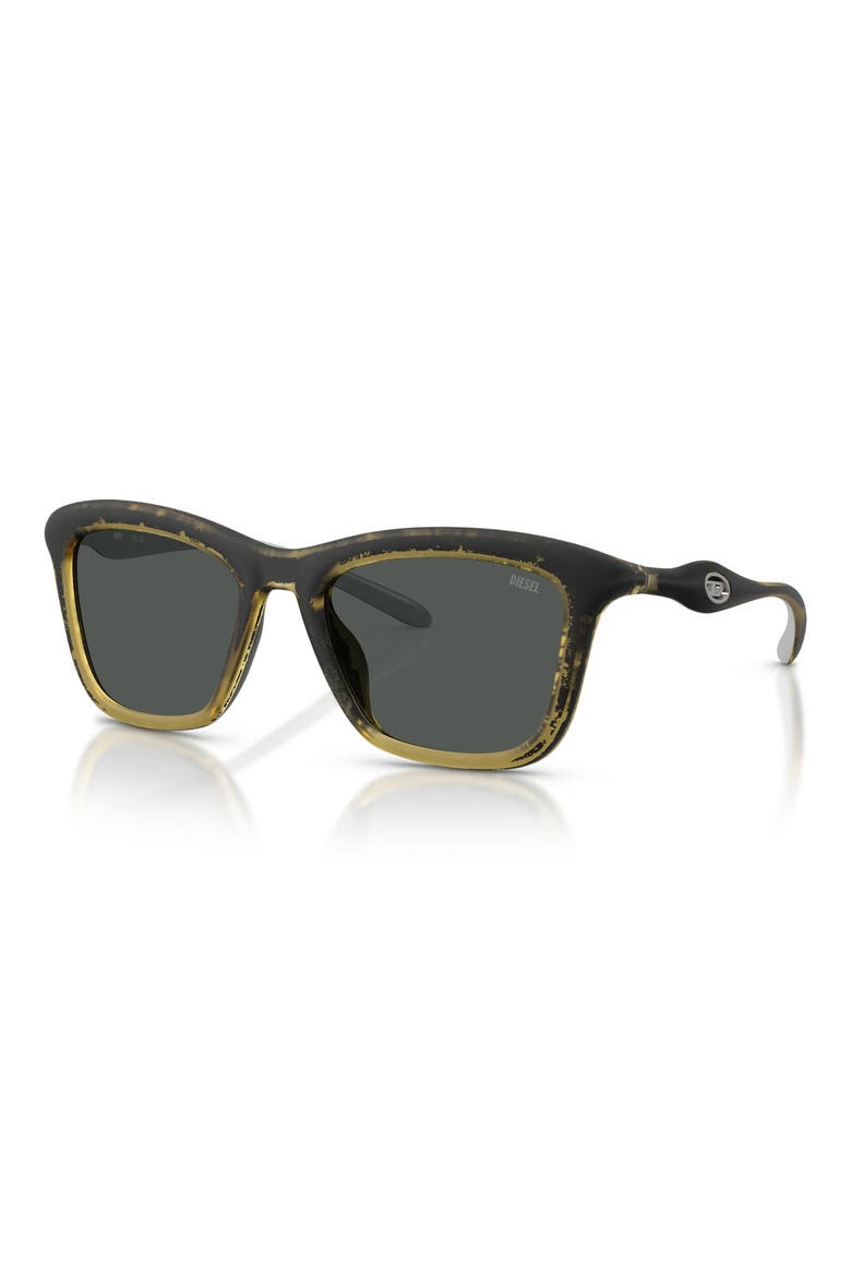 DL3008U 53mm Square Sunglasses, Alternate, color, YELLOW BARR METALLIC / GREY