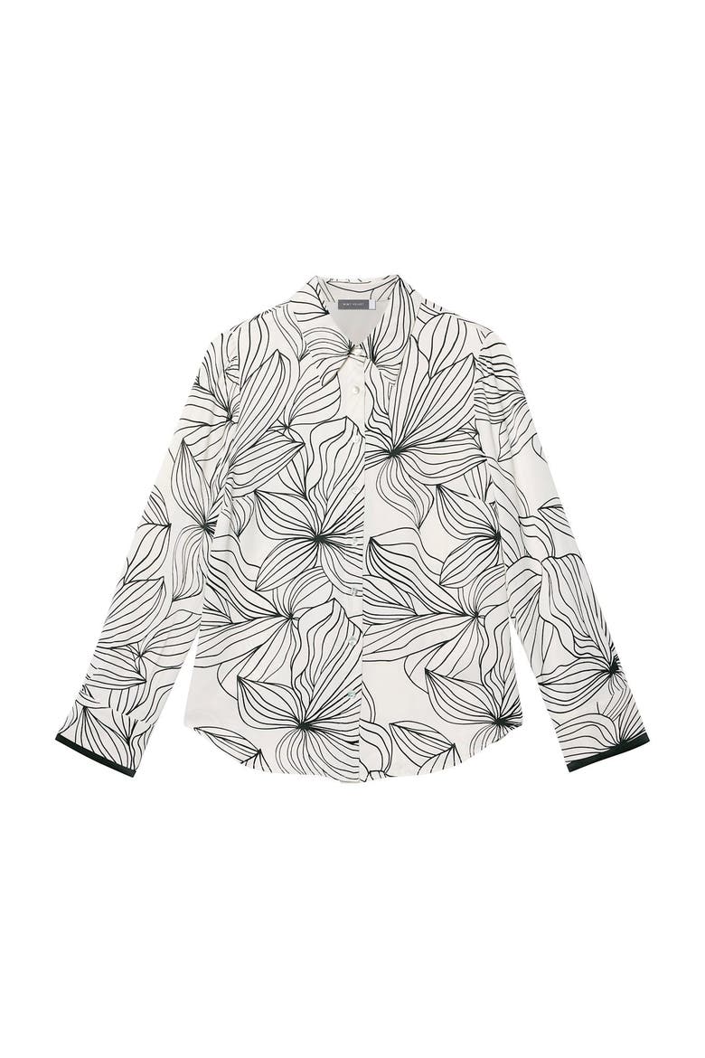 Floral Print Satin Shirt, Alternate, color, Cream