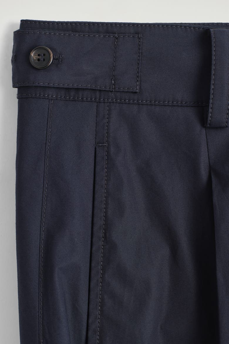 Pleated Cotton Barrel-Leg Trousers, Alternate, color, NAVY