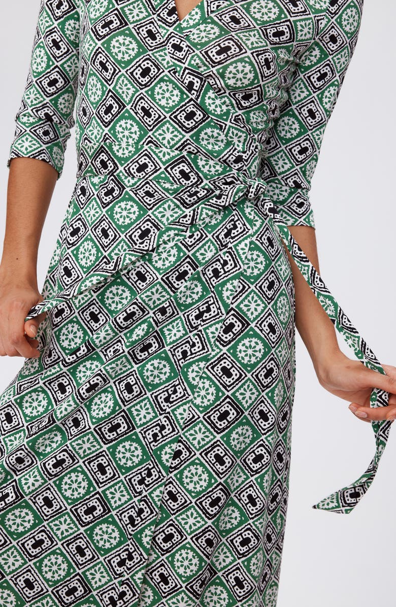 DVF Abigail Geo Print Silk Wrap Midi Dress, Alternate, color, Paper Cut Geo