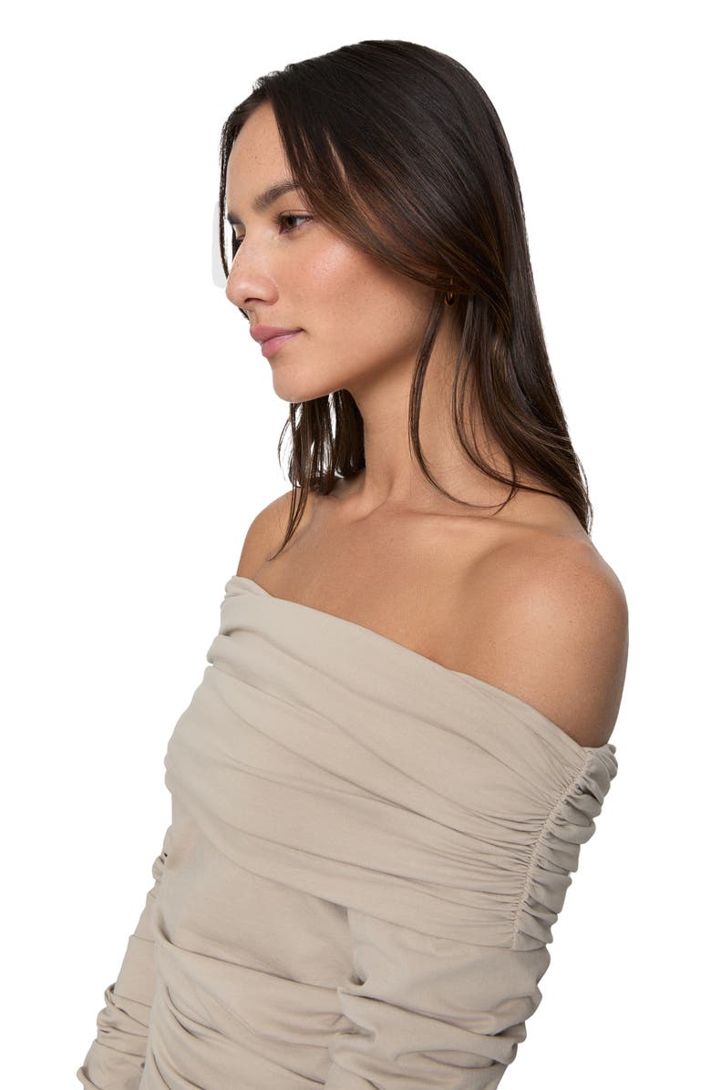 Rebecca Minkoff Maria Ruched Off the Shoulder Top, Alternate, color, Linen