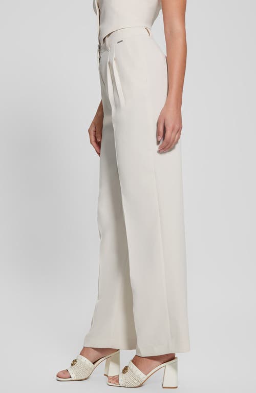 Guess Adele Front Pleat Wide Leg Pants In Cream White