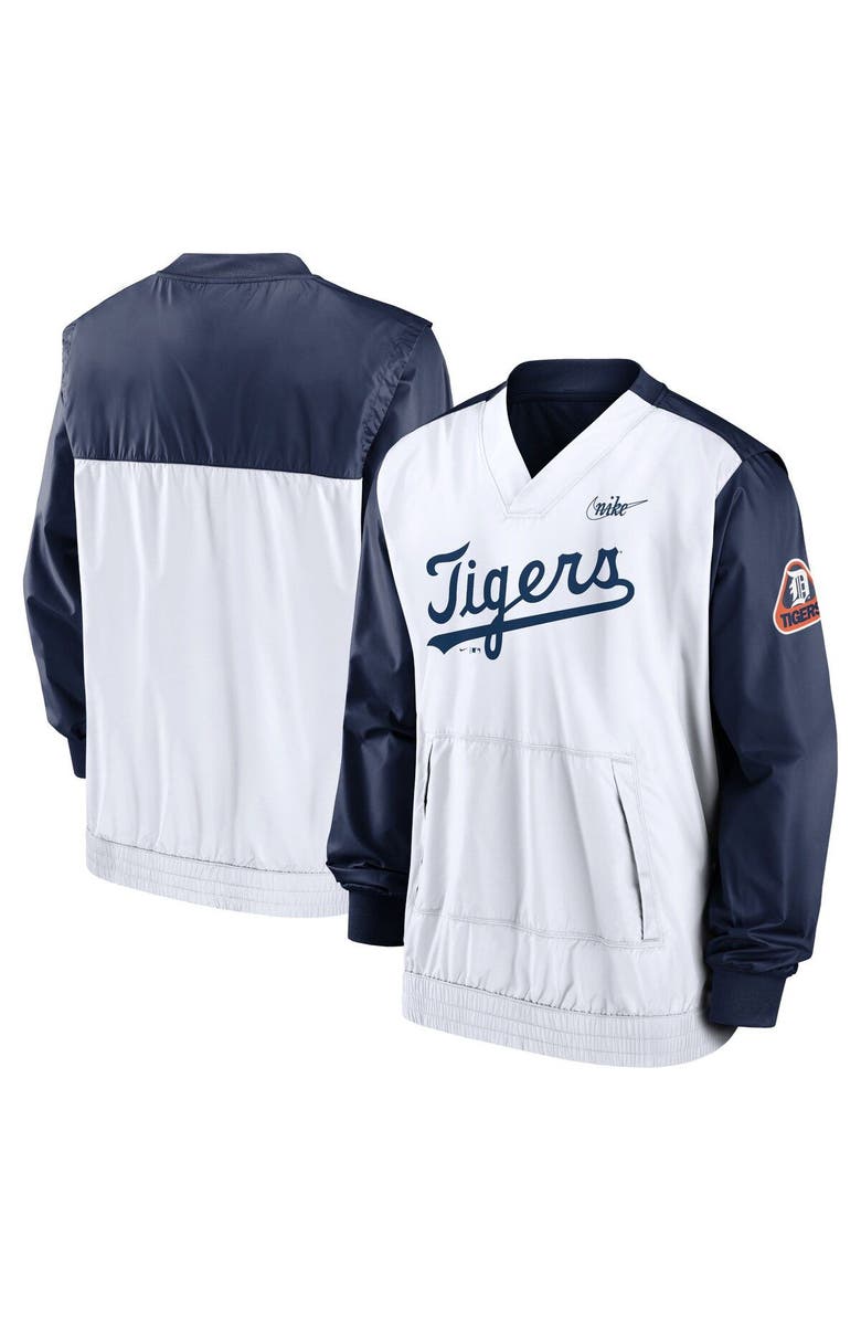 Nike Men's Nike Navy/White Detroit Tigers Cooperstown Collection V-Neck Pullover Windbreaker, Main, color,