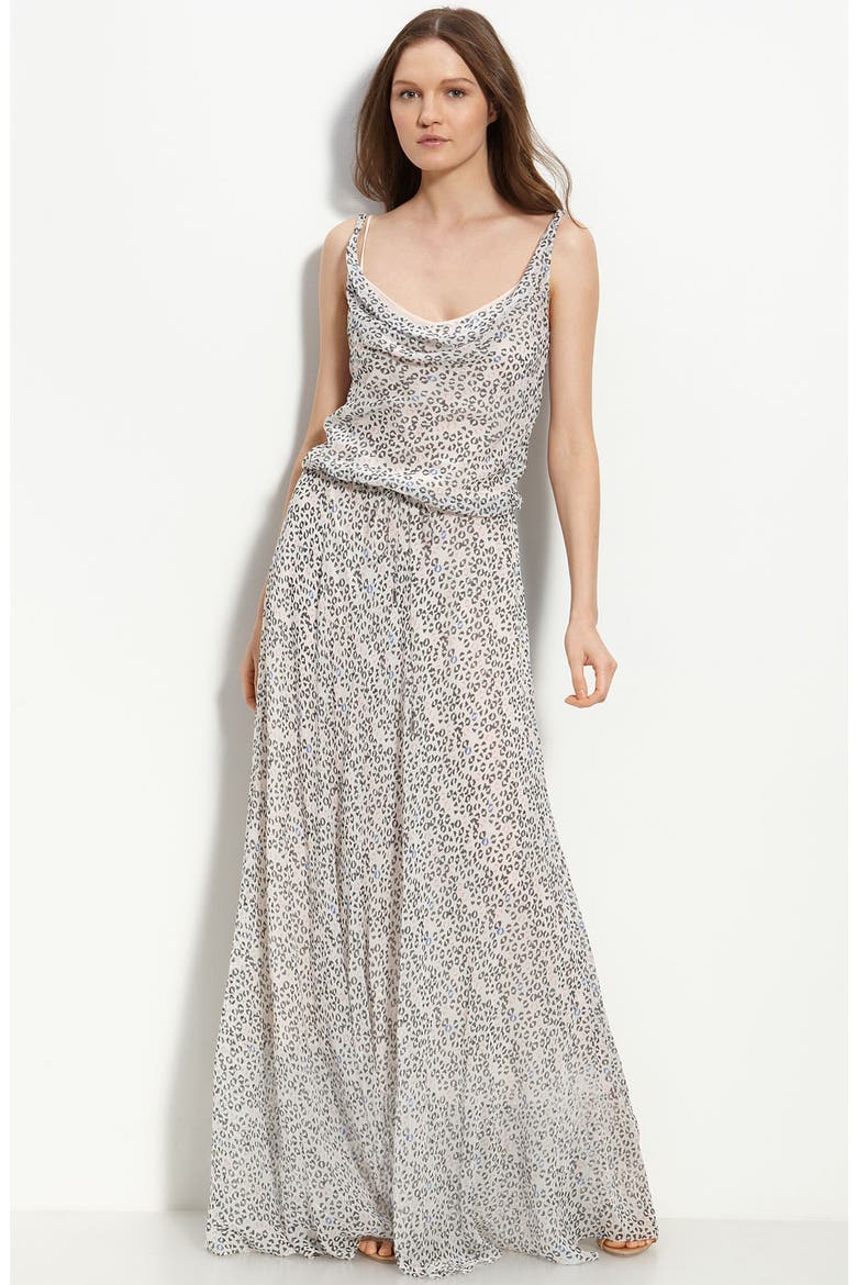 'Tadd' Silk Maxi Dress, Main, color, MEMPHIS LEOPARD WHITE