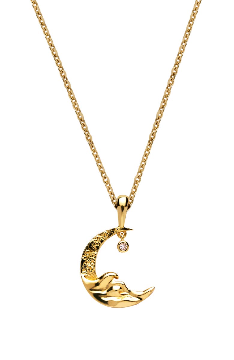 Awe Inspired Diamond Moon Necklace, Main, color, 