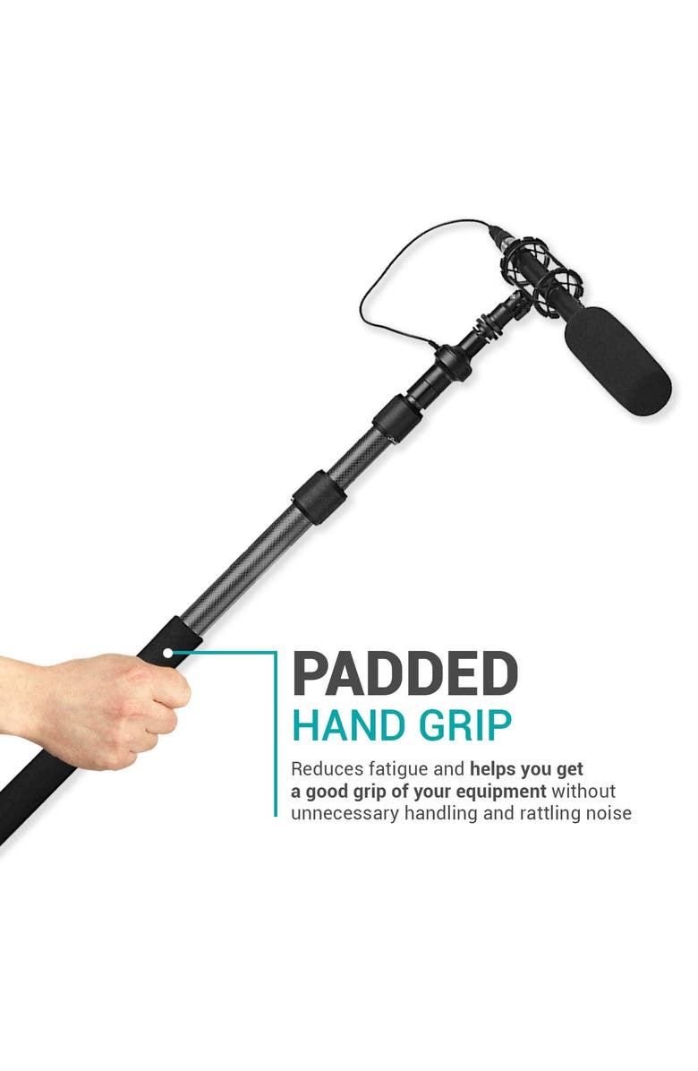 MOVO CMP-25 8.2' Telescoping Carbon Fiber Microphone Boom Pole with Integrated XLR Cable for Video Production and Electronic News Gathering, Alternate, color, Black