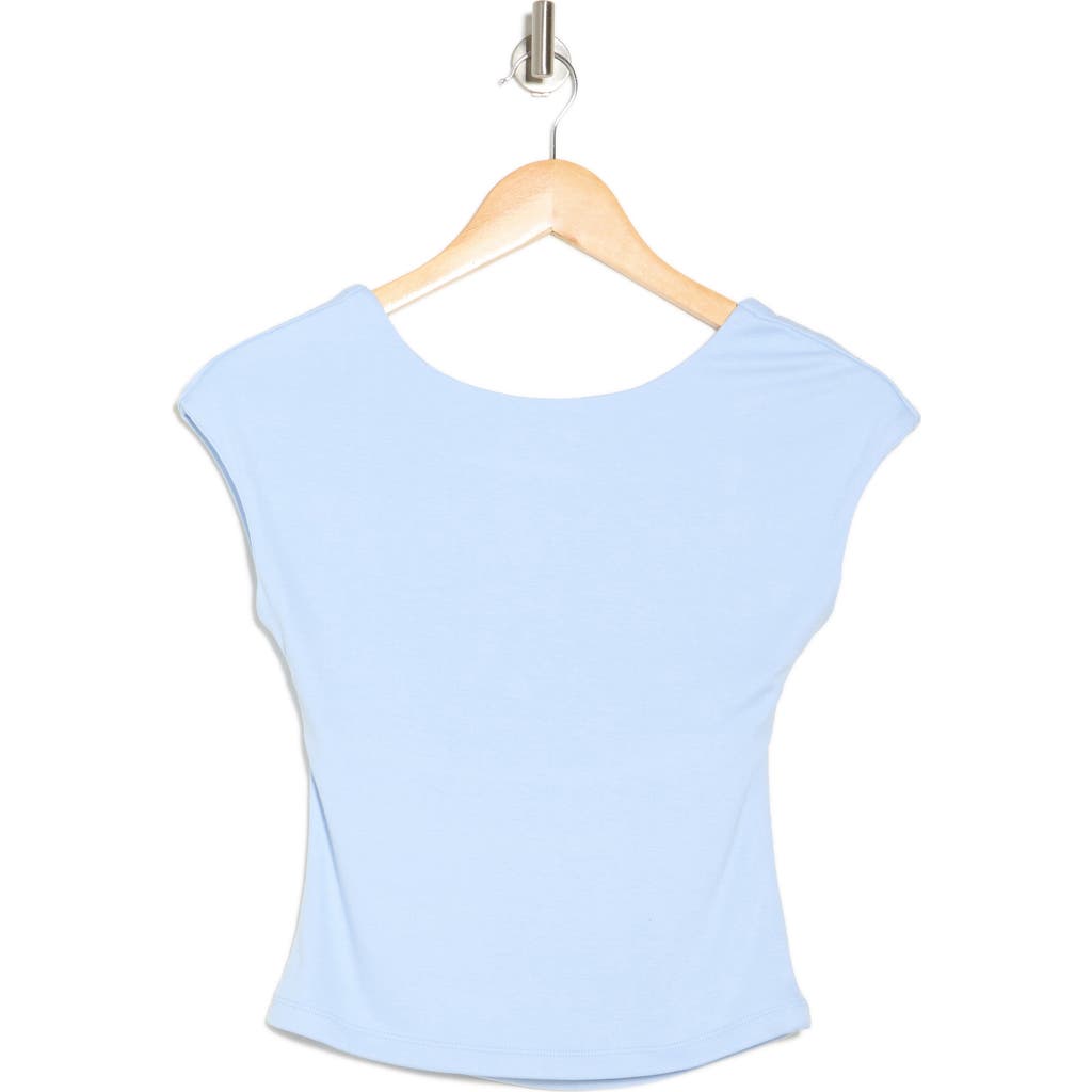 Elodie Cap Sleeve Low Back T-shirt In Light Blue