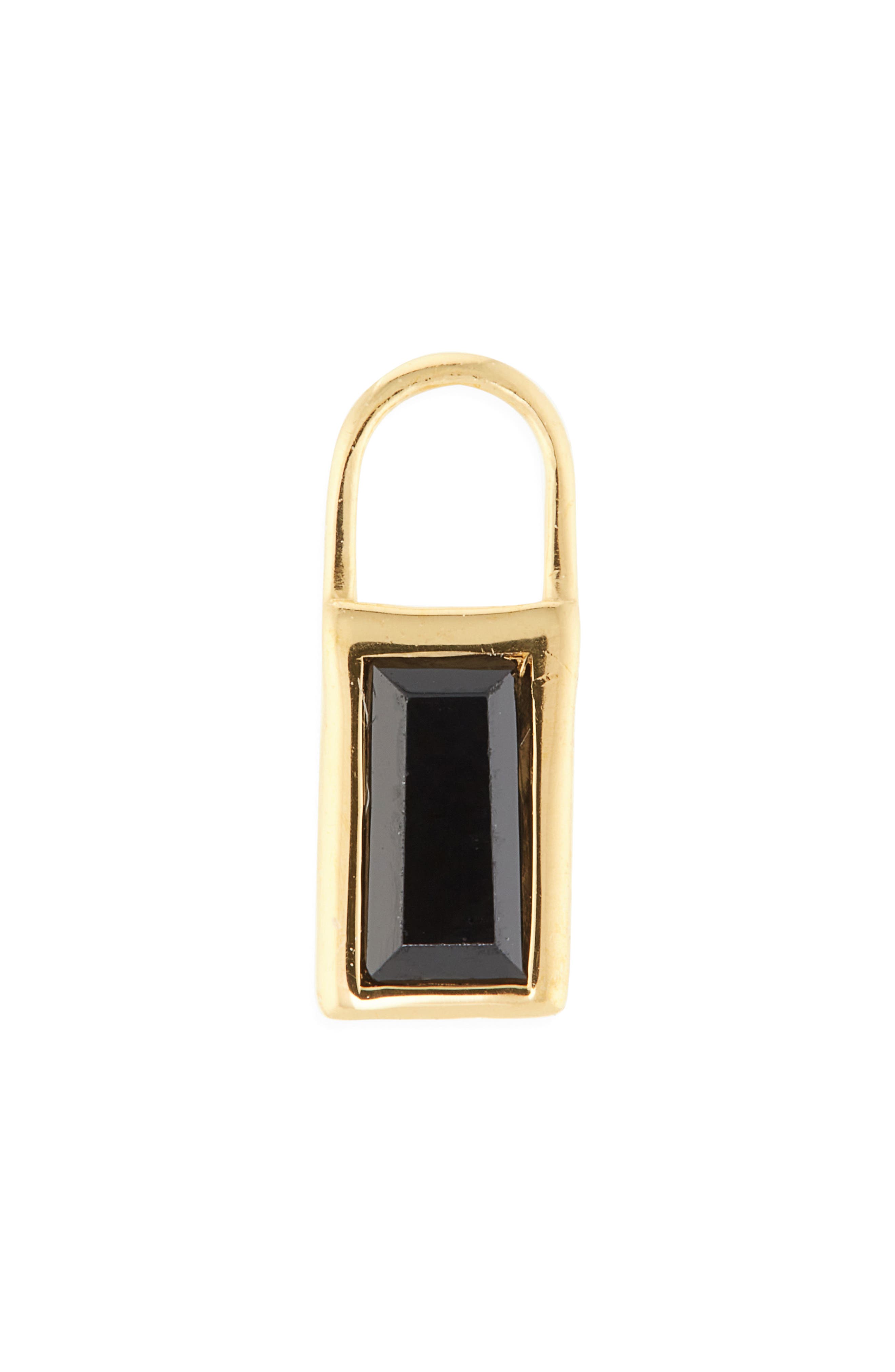 Monica Vinader Baguette Black Spinel Hoop Charm