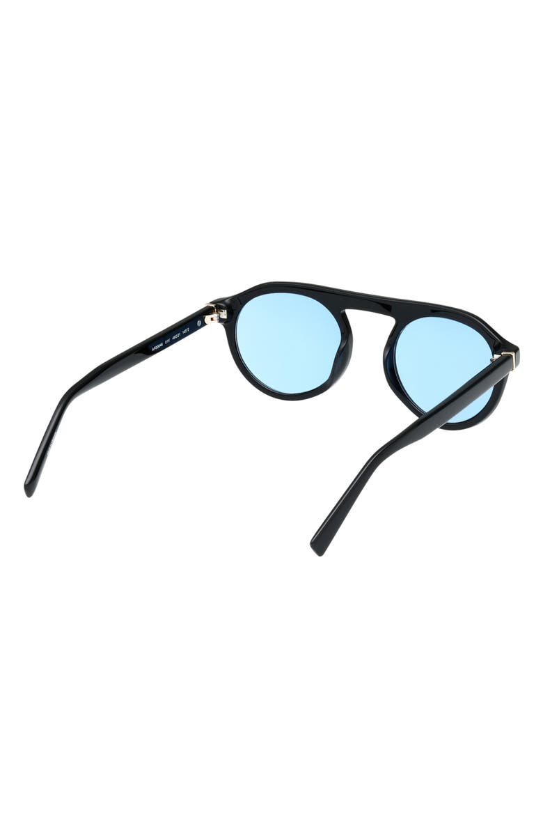 ABERCROMBIE & FITCH 49mm Pilot Sunglasses, Alternate, color, Shiny Black / Blue
