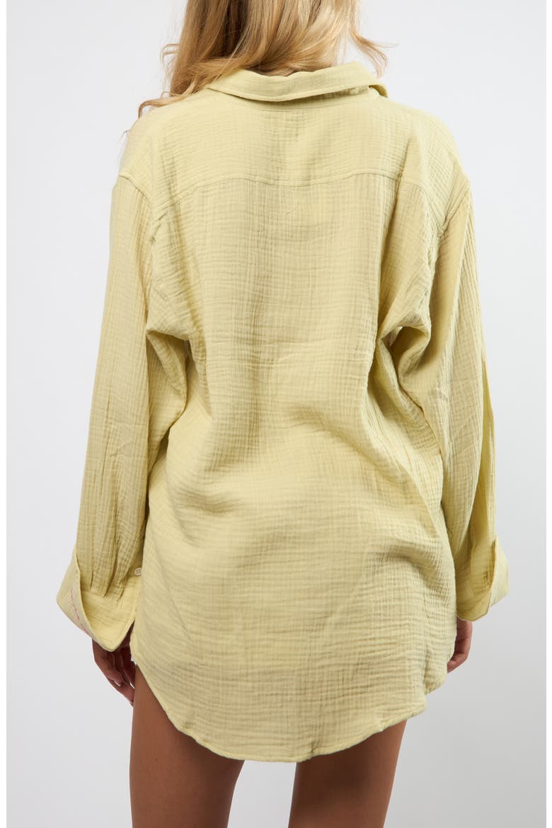 Resort Crinkle Cotton Button-Up Shirt, Alternate, color, SEAFOAM
