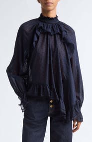 Ulla Johnson Marcella Clip Dot Ruffle Top