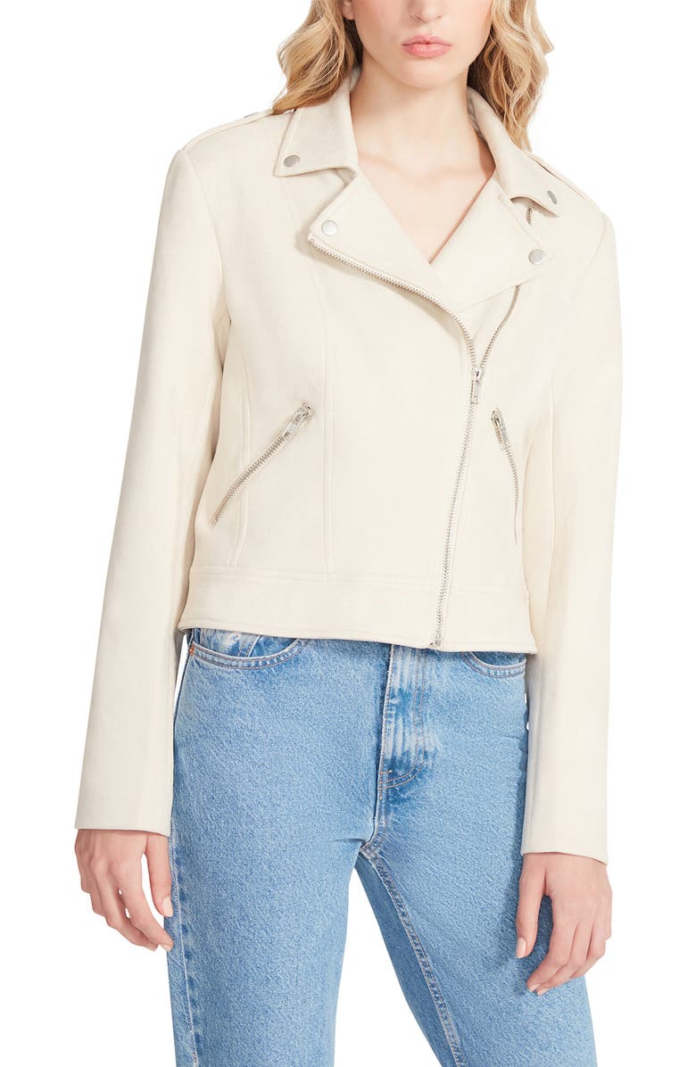 Steve Madden Electra Faux Suede Moto Jacket, Main, color, 