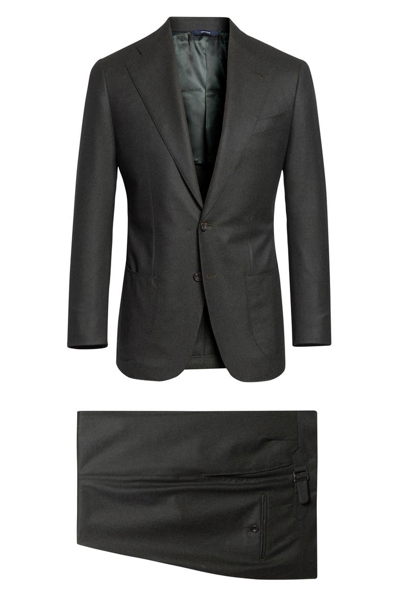 Structured Wide Lapel Wool Suit, Alternate, color, CHARCOAL GREEN