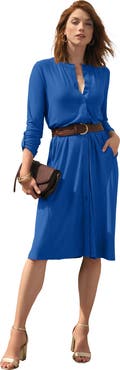 Jessica London ¾ Sleeve A Line Shirt Dress