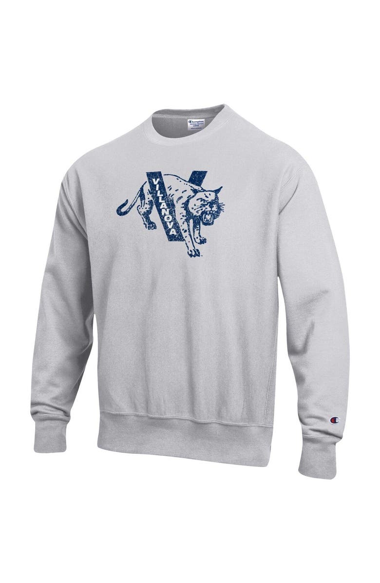 Champion Men's Champion Heathered Gray Villanova Wildcats Vault Logo Reverse Weave Pullover Sweatshirt, Alternate, color,