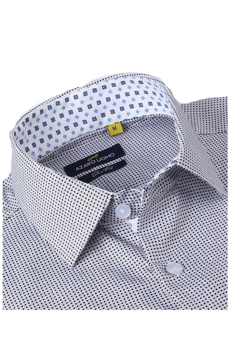 Slim Fit Geometric Print Performance Dress Shirt, Alternate, color, BLUE