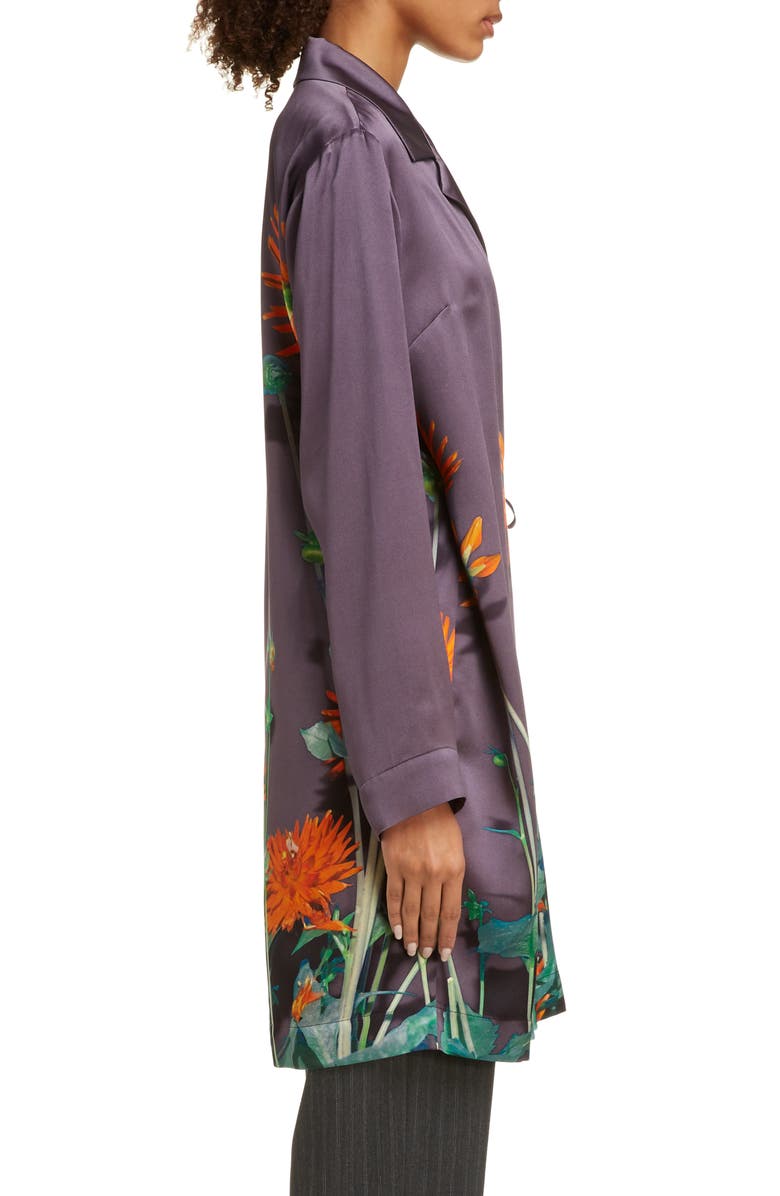 Dries Van Noten Calberta Dahlia Print Silk Robe Jacket, Alternate, color, 