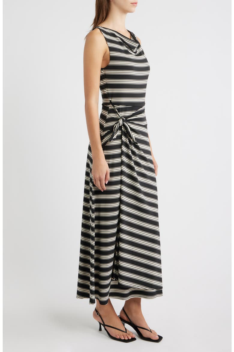 Jayne Rope Stripe Sleeveless Faux Wrap Midi Dress, Alternate, color, BLACK/ WHITE ROPE STRIPE
