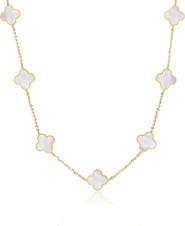 The Lovery Fine Jewelry Small Mother of Pearl Clover Necklace