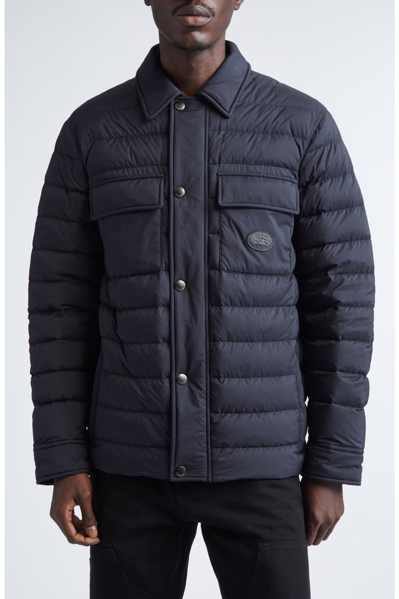 Shea Quilted Down Overshirt, Main, color, BLACK
